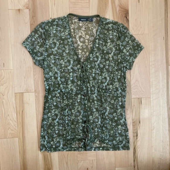 Sheer green floral top, size small - Picture 2 of 2